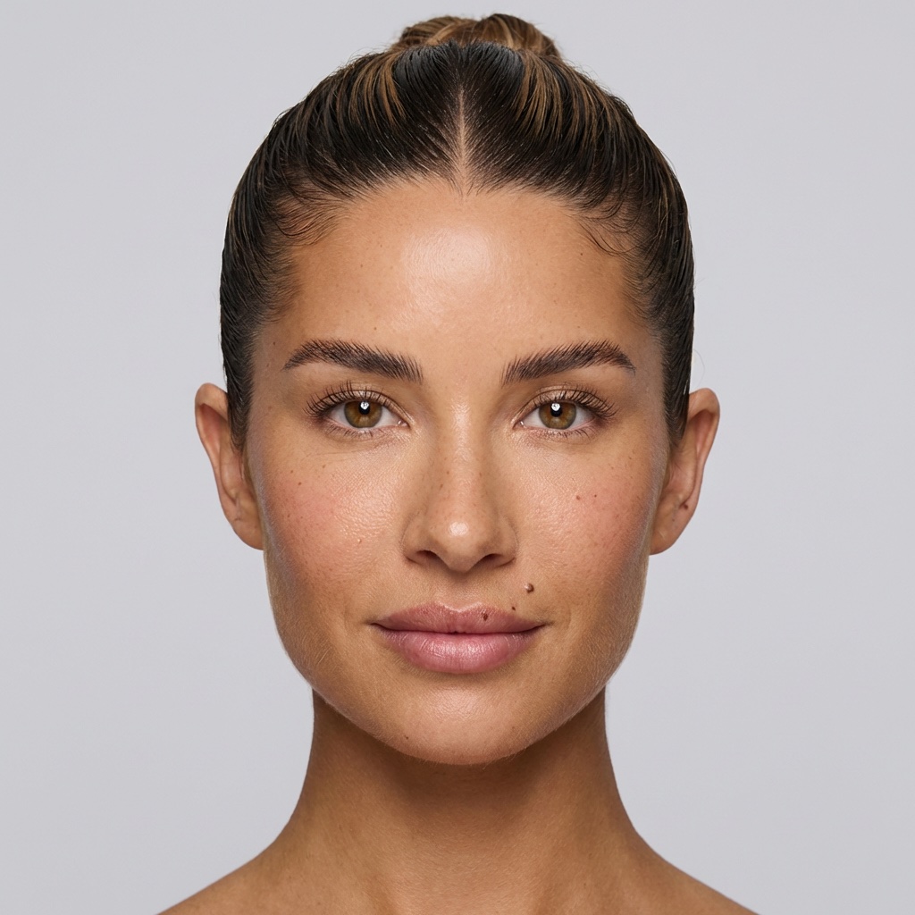 Face landmark analysis · illustrative AI rendering